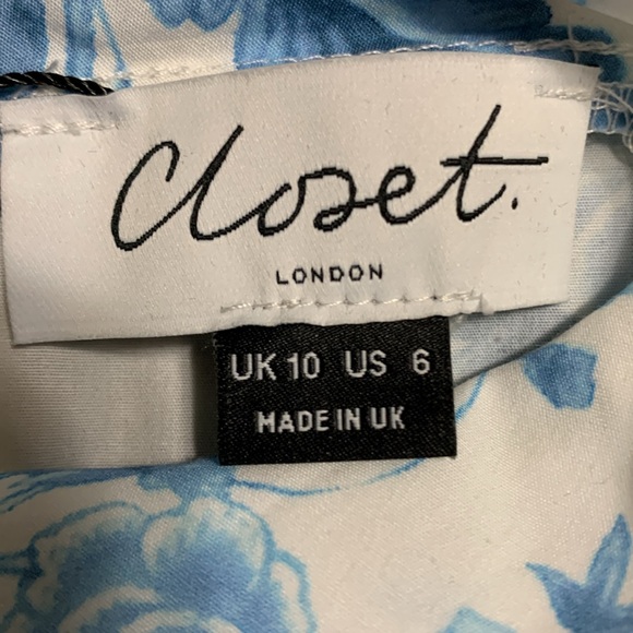 Closet Women’s Fairy Core Handkerchief Point Hem SZ 10 Dress Floral Blue/White - Picture 8 of 16